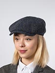 Кепка STETSON арт. 6870702 HATTERAS HERRINGBONE VIRGIN WOOL (синий / коричневый / желтый)
